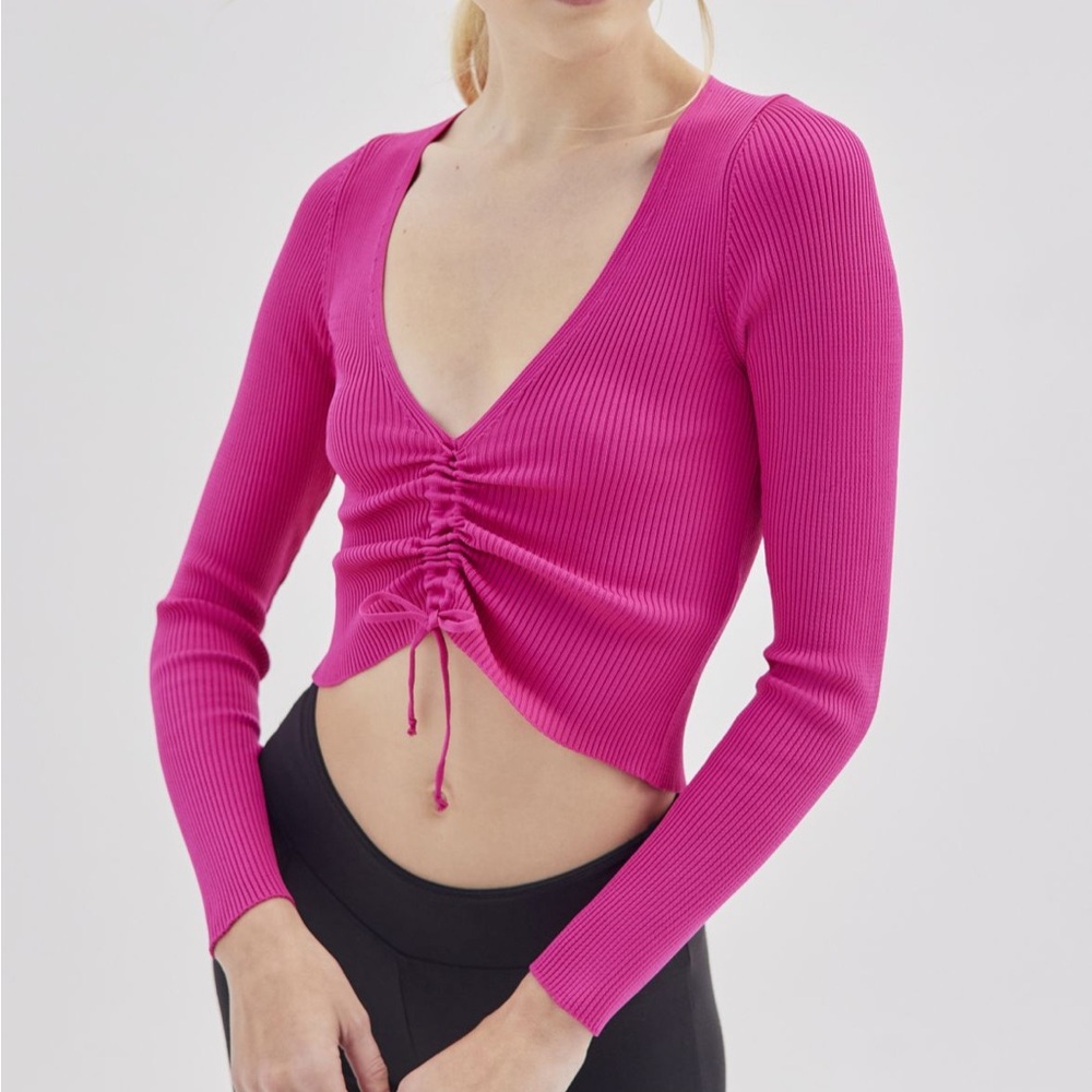 Urban Outfitters Mia Ribbed Cinched Sweater